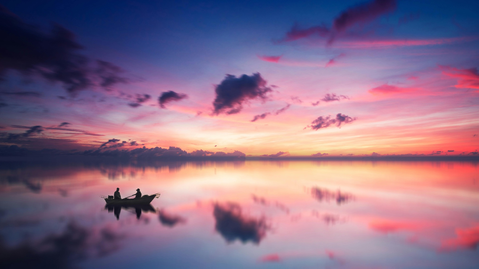 Two Fishermen at Dusk by Gallerya Community